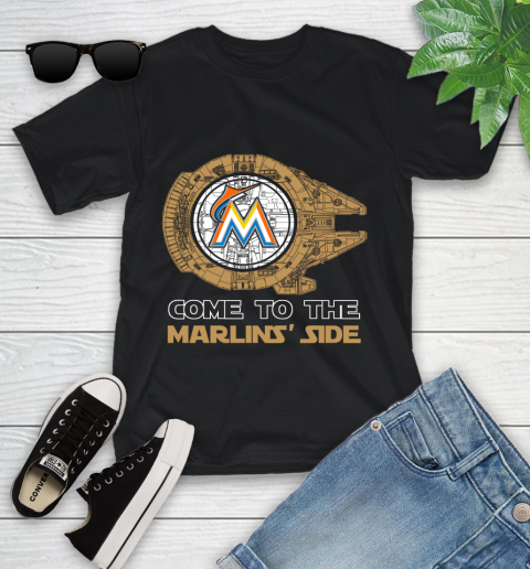 MLB Come To The Miami Marlins Side Star Wars Baseball Sports Youth T-Shirt