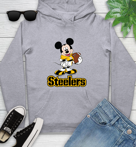 NFL Football Pittsburgh Steelers Cheerful Mickey Mouse Shirt Youth Hoodie 6
