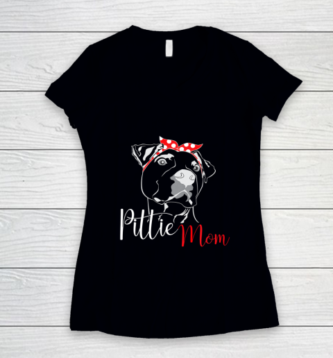 Dog Mom Shirt Pittie Mom T Shirt American Pitbull Shirt Dog Lover Women's V-Neck T-Shirt