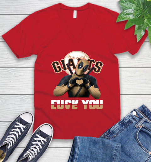 MLB San Francisco Giants Deadpool Love You Fuck You Baseball Sports V-Neck T-Shirt 6