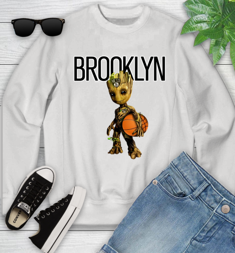 Brooklyn Nets NBA Basketball Groot Marvel Guardians Of The Galaxy Youth Sweatshirt