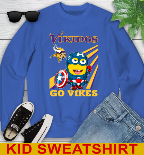 NFL Football Minnesota Vikings Captain America Marvel Avengers Minion Shirt Youth Sweatshirt 6