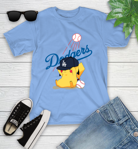 MLB Pikachu Baseball Sports Los Angeles Dodgers Youth T-Shirt 11