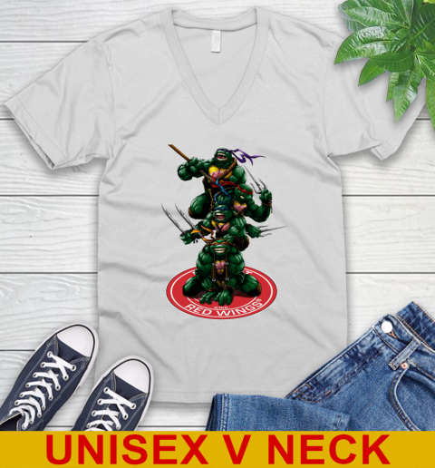 NHL Hockey Detroit Red Wings Teenage Mutant Ninja Turtles Shirt V-Neck T-Shirt