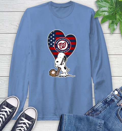 Washington Nationals MLB Baseball The Peanuts Movie Adorable Snoopy Long Sleeve T-Shirt 11