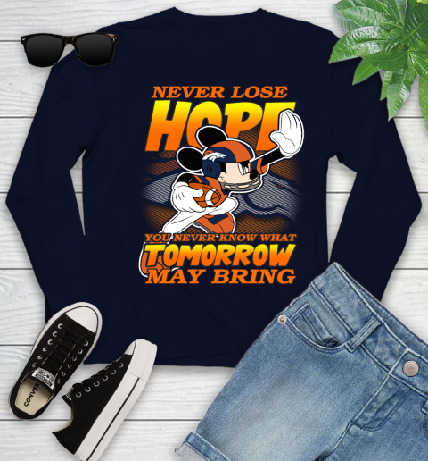 Denver Broncos NFL Football Mickey Disney Never Lose Hope Youth Long Sleeve 2