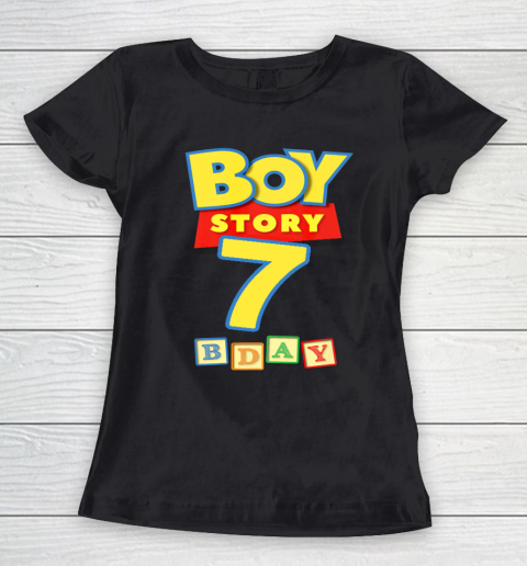 Toy Blocks Boy Story 7 Year Old Birthday Women's T-Shirt