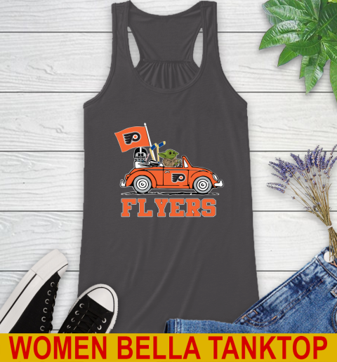 NHL Hockey Philadelphia Flyers Darth Vader Baby Yoda Driving Star Wars Shirt Racerback Tank 12