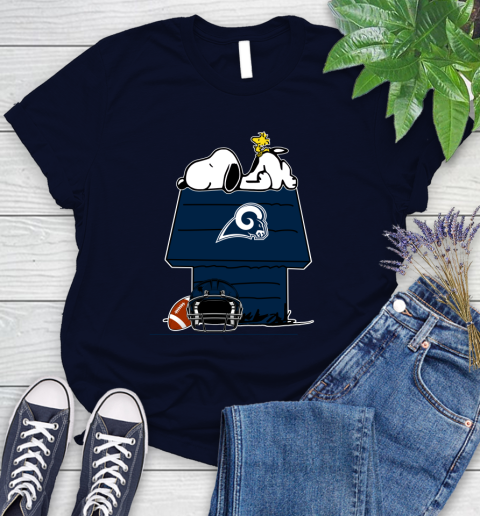 Los Angeles Rams NFL Football Snoopy Woodstock The Peanuts Movie Women's T-Shirt 3