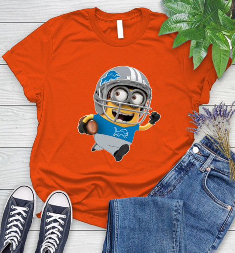NFL Detroit Lions Minions Disney Football Sports Women's T-Shirt 4