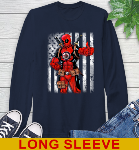 NHL Hockey Vegas Golden Knights Deadpool American Flag Shirt Long Sleeve T-Shirt 3