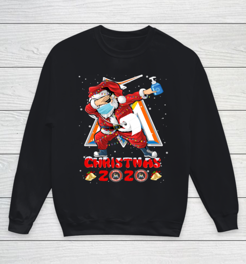 Miami Marlins Funny Santa Claus Dabbing Christmas 2020 MLB Youth Sweatshirt