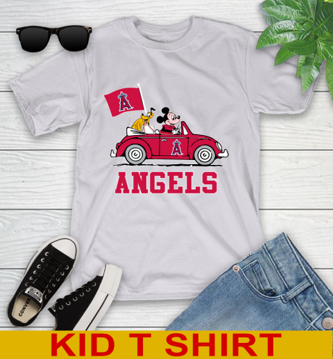 MLB Baseball Los Angeles Angels Pluto Mickey Driving Disney Shirt Youth T-Shirt 5