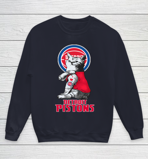 NBA Basketball My Cat Loves Detroit Pistons Youth Sweatshirt 2