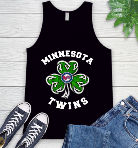 MLB Minnesota Twins Three Leaf Clover St Patrick's Day Baseball Sports Tank Top