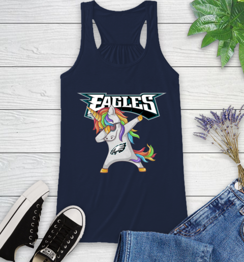 Philadelphia Eagles NFL Football Funny Unicorn Dabbing Sports Racerback Tank 12