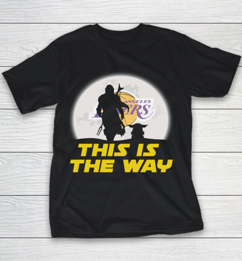 Los Angeles Lakers NBA Basketball Star Wars Yoda And Mandalorian This Is The Way Youth T-Shirt