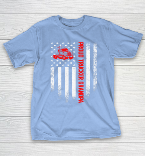 GrandFather gift shirt Vintage USA American Flag Proud Trucker Truck Driver Grandpa T Shirt T-Shirt 10