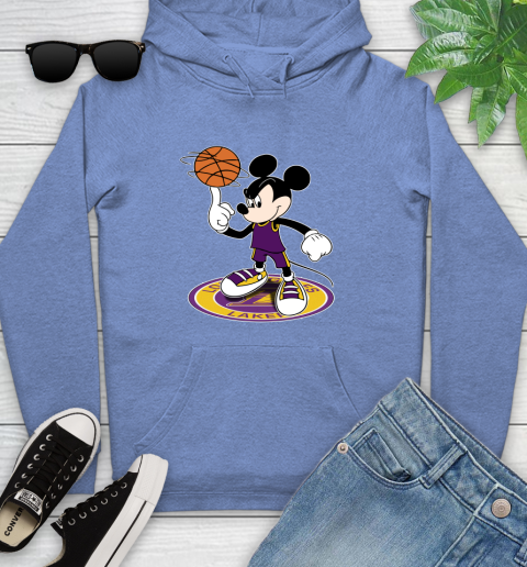 NBA Basketball Los Angeles Lakers Cheerful Mickey Disney Shirt Youth Hoodie 11