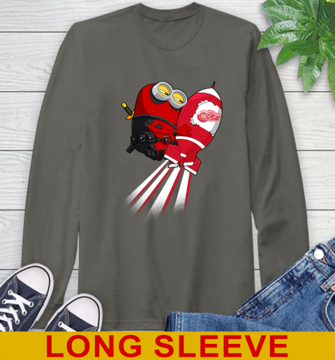 NHL Hockey Detroit Red Wings Deadpool Minion Marvel Shirt Long Sleeve T-Shirt 10