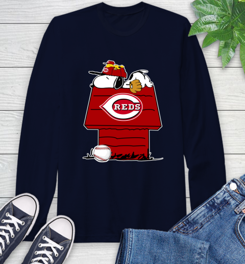 MLB Cincinnati Reds Snoopy Woodstock The Peanuts Movie Baseball T Shirt Long Sleeve T-Shirt 4