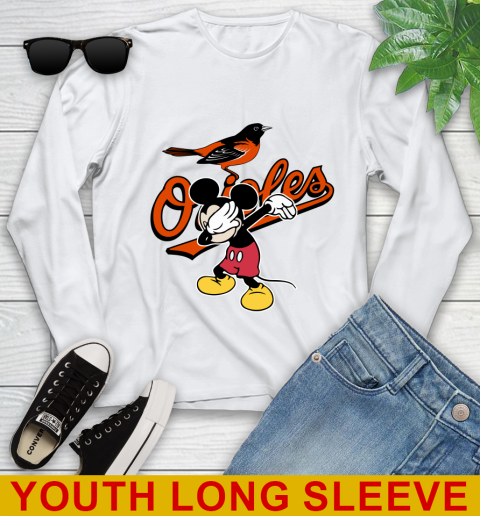 Baltimore Orioles MLB Baseball Dabbing Mickey Disney Sports Youth Long Sleeve