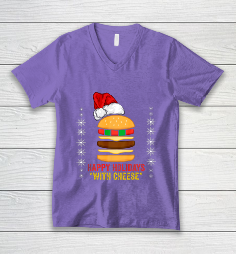 Happy Holidays with Cheese shirt Christmas cheeseburger Gift V-Neck T-Shirt 8