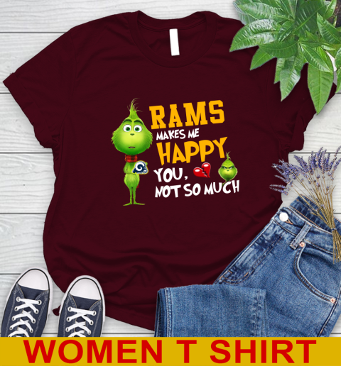 NFL Los Angeles Rams Makes Me Happy You Not So Much Grinch Football Sports Women's T-Shirt 6