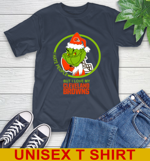 Cleveland Browns NFL Christmas Grinch I Hate People But I Love My Favorite Football Team T-Shirt 4