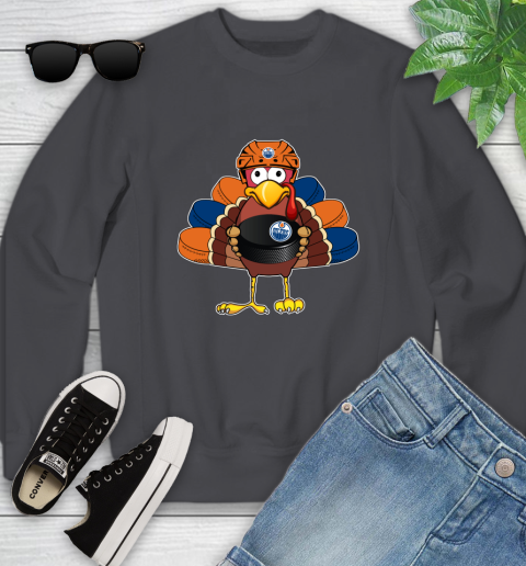 Edmonton Oilers Turkey Thanksgiving Day Youth Sweatshirt 6