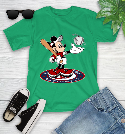 MLB Baseball Washington Nationals Cheerful Mickey Disney Shirt Youth T-Shirt 6