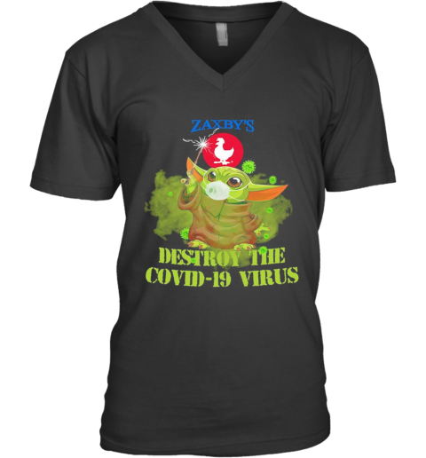 Zaxby'S Baby Yoda Destroy The Covid 19 Virus V-Neck T-Shirt
