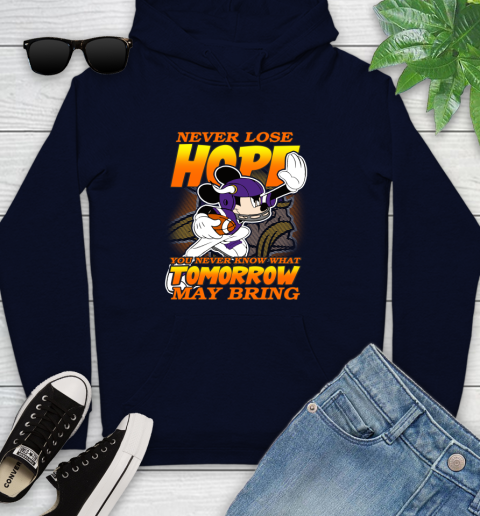 Minnesota Vikings NFL Football Mickey Disney Never Lose Hope Youth Hoodie 3