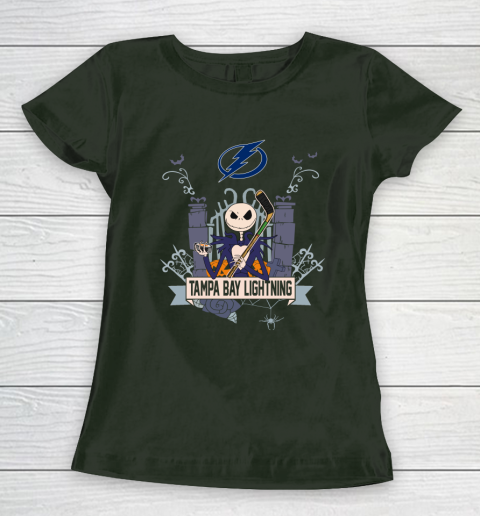 NHL Tampa Bay Lightning Hockey Jack Skellington Halloween Women's T-Shirt 4