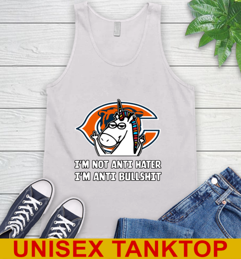 Chicago Bears NFL Football Unicorn I'm Not Anti Hater I'm Anti Bullshit Tank Top