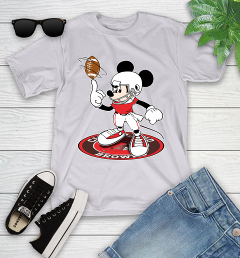 NFL Football Cleveland Browns Cheerful Mickey Disney Shirt Youth T-Shirt 4