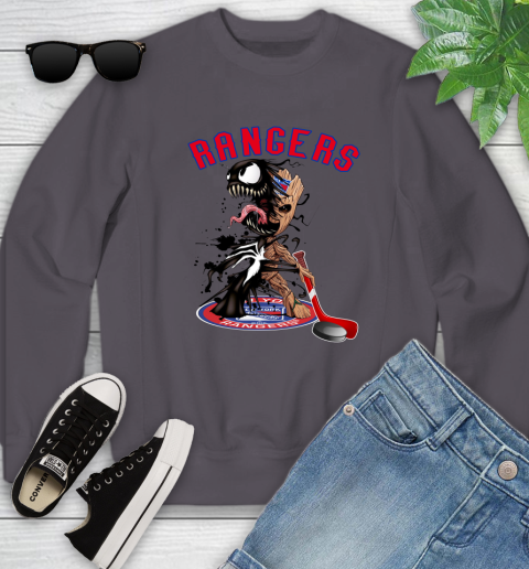 NHL New York Rangers Hockey Venom Groot Guardians Of The Galaxy Youth Sweatshirt 6