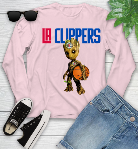 LA Clippers NBA Basketball Groot Marvel Guardians Of The Galaxy Youth Long Sleeve 10