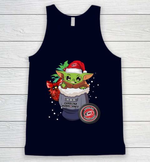Carolina Hurricanes Christmas Baby Yoda Star Wars Funny Happy NHL Tank Top 3