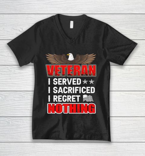 Veteran I Served I Sacrificed I Regret Nothing V-Neck T-Shirt