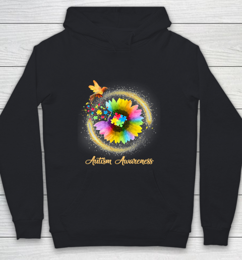 Autism Awareness Month Tshirt Hummingbird Sunflower Flower Youth Hoodie