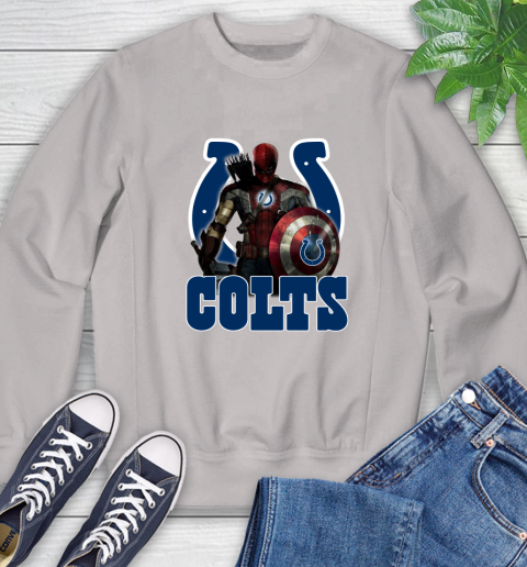 NFL Captain America Thor Spider Man Hawkeye Avengers Endgame Football Indianapolis Colts Sweatshirt 12
