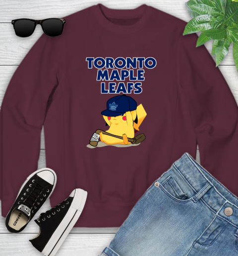 NHL Pikachu Hockey Sports Toronto Maple Leafs Youth Sweatshirt 5