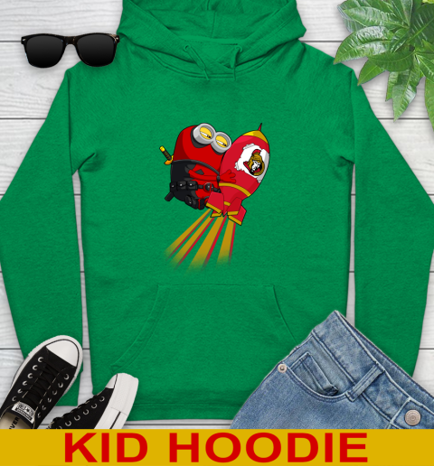 NHL Hockey Ottawa Senators Deadpool Minion Marvel Shirt Youth Hoodie - Image 9