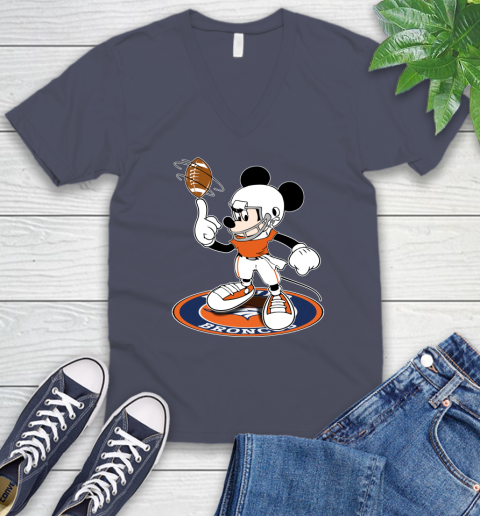 NFL Football Denver Broncos Cheerful Mickey Disney Shirt V-Neck T-Shirt 8