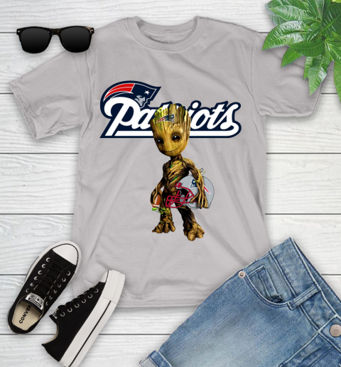 New England Patriots NFL Football Groot Marvel Guardians Of The Galaxy Youth T-Shirt 12