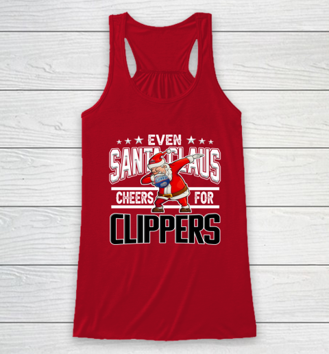 LA Clippers Even Santa Claus Cheers For Christmas NBA Racerback Tank 4
