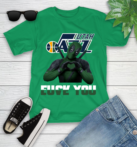 NBA Utah Jazz Deadpool Love You Fuck You Basketball Sports Youth T-Shirt 8