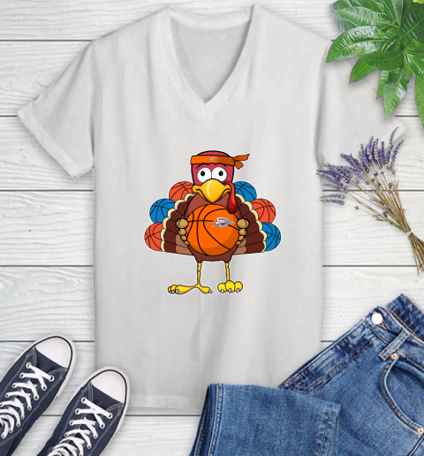Oklahoma City Thunder Turkey thanksgiving day Women's V-Neck T-Shirt