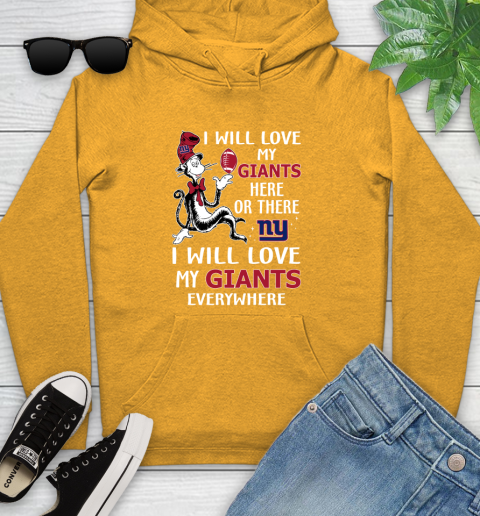 NFL Football New York Giants I Will Love My Giants Everywhere Dr Seuss Shirt Youth Hoodie 2